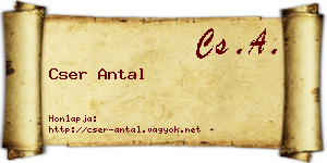 Cser Antal névjegykártya
